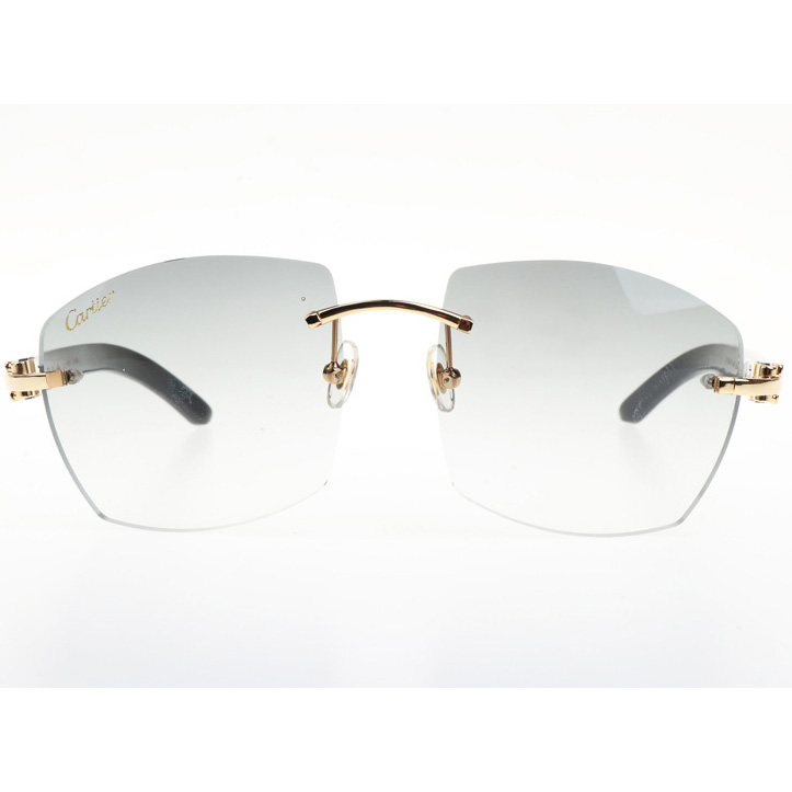Cartier CT 4189706 White Mix Black Buffalo Sunglasses In Gold Gradient Grey - DopestKickz