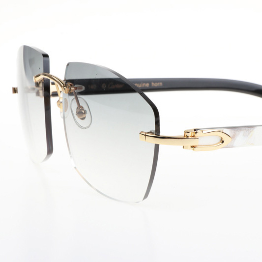 Cartier CT 4189706 White Mix Black Buffalo Sunglasses In Gold Gradient Grey - DopestKickz