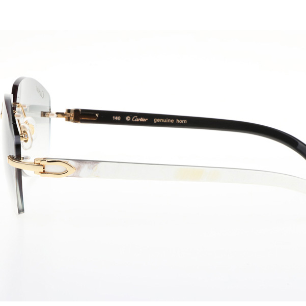 Cartier CT 4189706 White Mix Black Buffalo Sunglasses In Gold Gradient Grey - DopestKickz