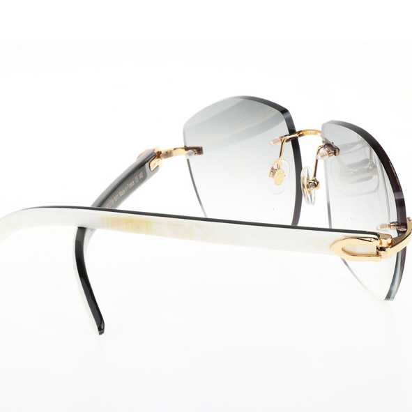 Cartier CT 4189706 White Mix Black Buffalo Sunglasses In Gold Gradient Grey - DopestKickz