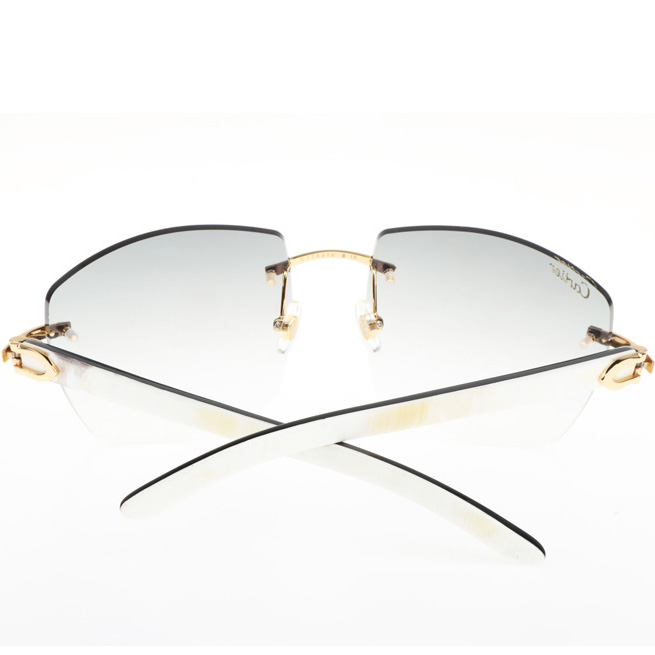 Cartier CT 4189706 White Mix Black Buffalo Sunglasses In Gold Gradient Grey - DopestKickz
