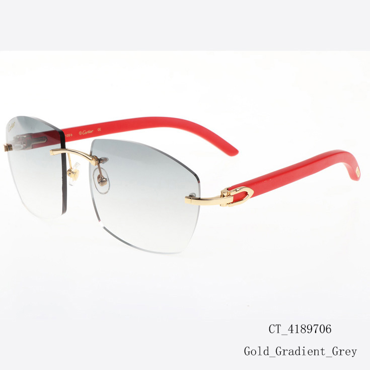 Cartier CT 4189706 Red Wood Sunglasses In Gold Gradient Grey - DopestKickz