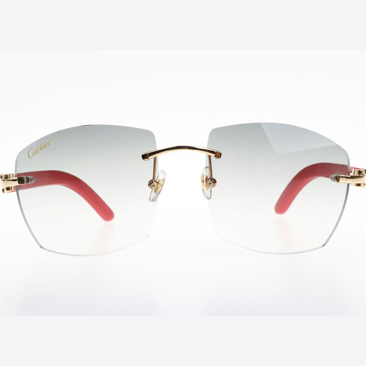 Cartier CT 4189706 Red Wood Sunglasses In Gold Gradient Grey - DopestKickz