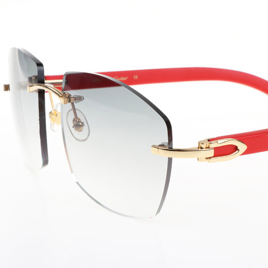 Cartier CT 4189706 Red Wood Sunglasses In Gold Gradient Grey - DopestKickz