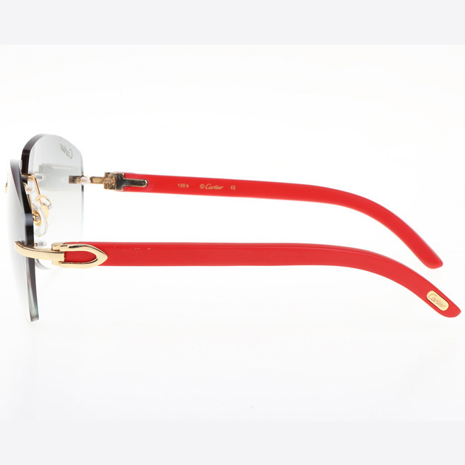 Cartier CT 4189706 Red Wood Sunglasses In Gold Gradient Grey - DopestKickz
