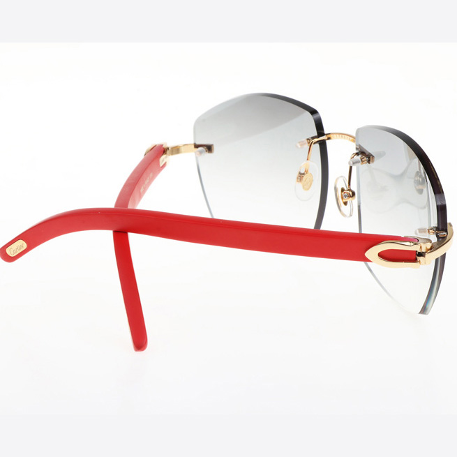 Cartier CT 4189706 Red Wood Sunglasses In Gold Gradient Grey - DopestKickz