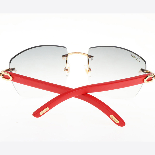 Cartier CT 4189706 Red Wood Sunglasses In Gold Gradient Grey - DopestKickz