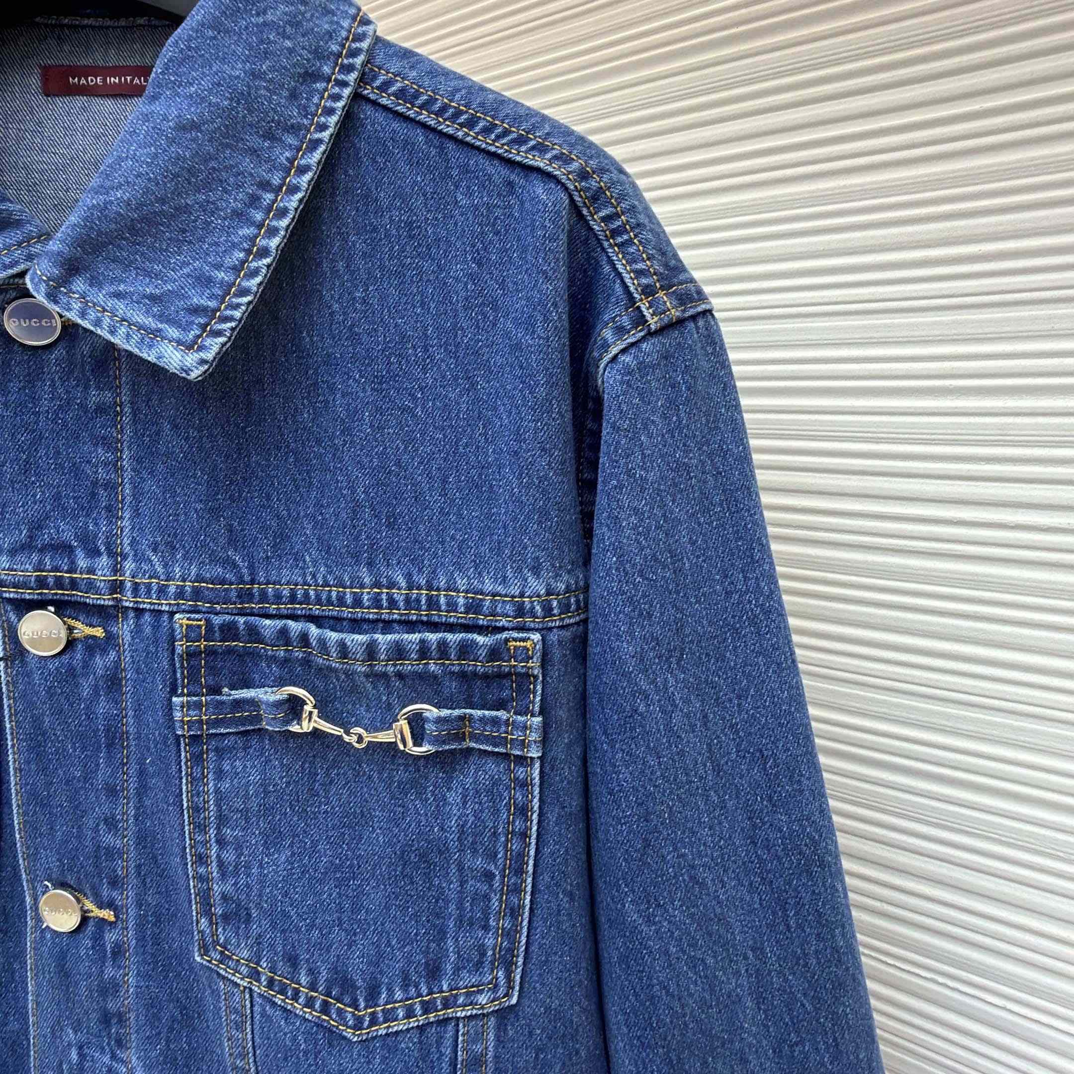 Gucci Cotton Denim Jacket With Horsebit - DopestKickz