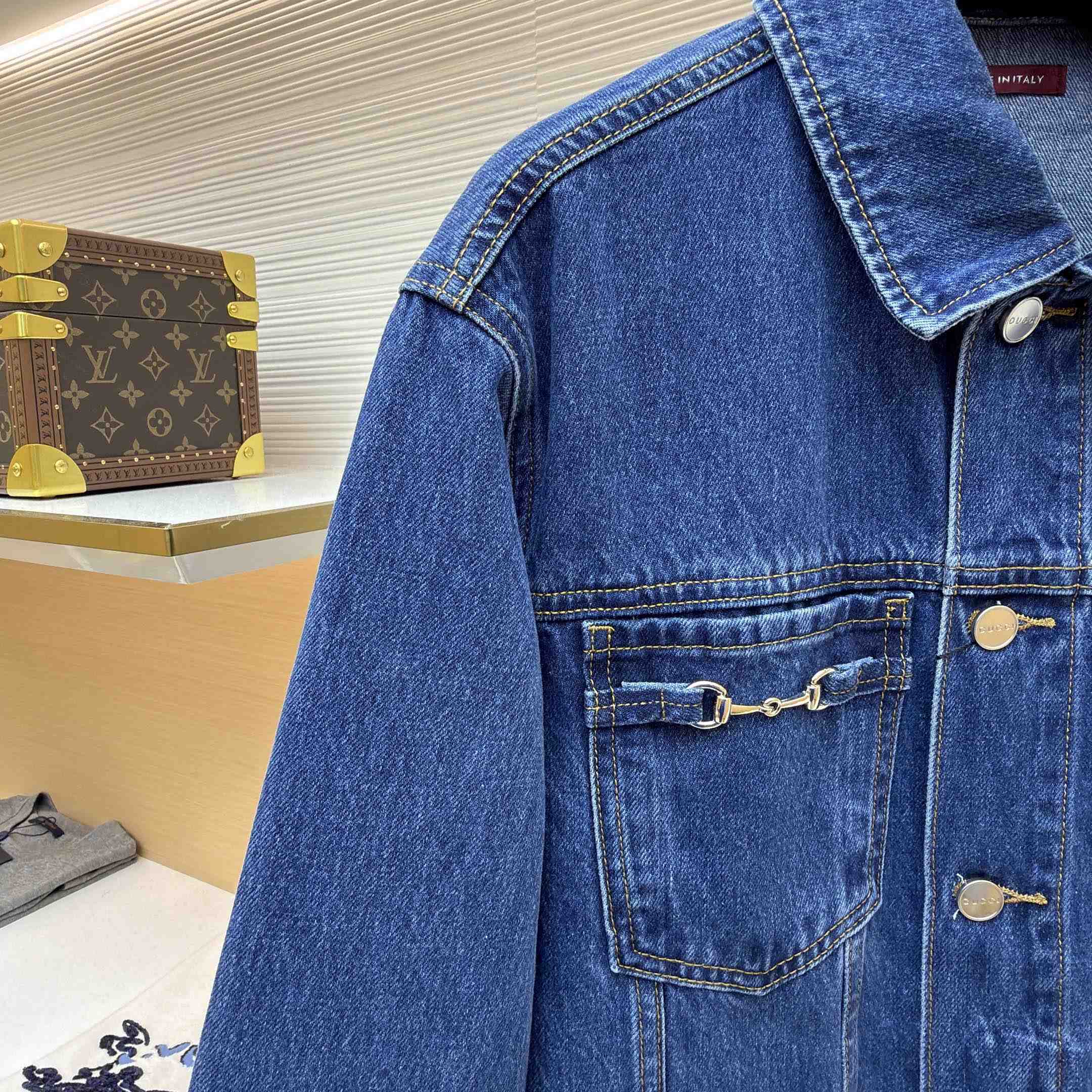 Gucci Cotton Denim Jacket With Horsebit - DopestKickz