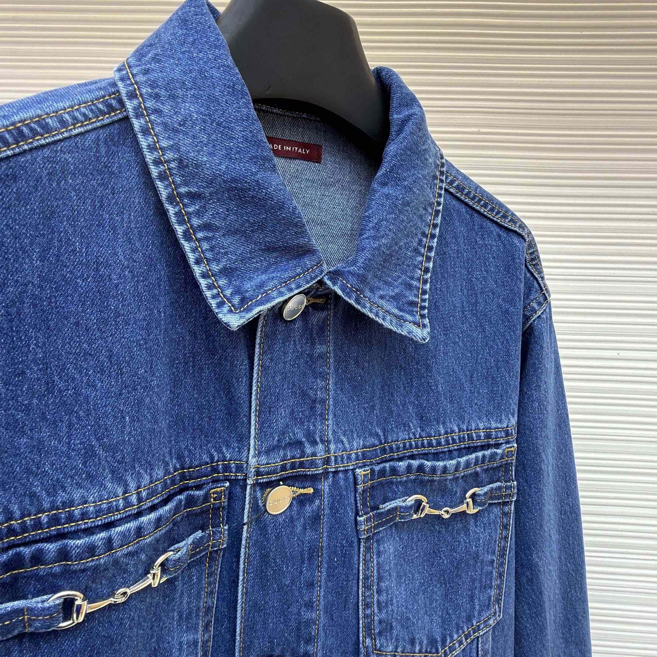 Gucci Cotton Denim Jacket With Horsebit - DopestKickz