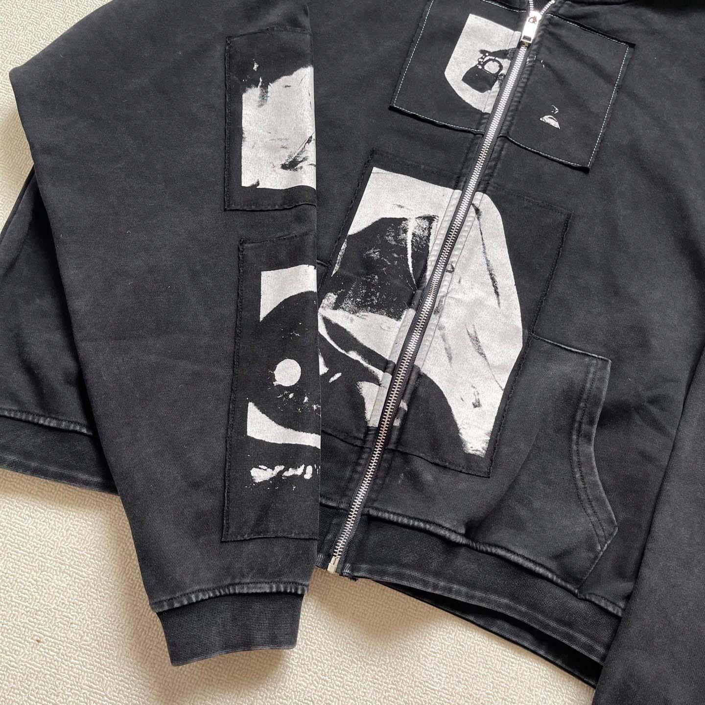 Enfants Riches Déprimés  Madonne Assemblage Zip Up Hoodie 'Faded Black' - DopestKickz