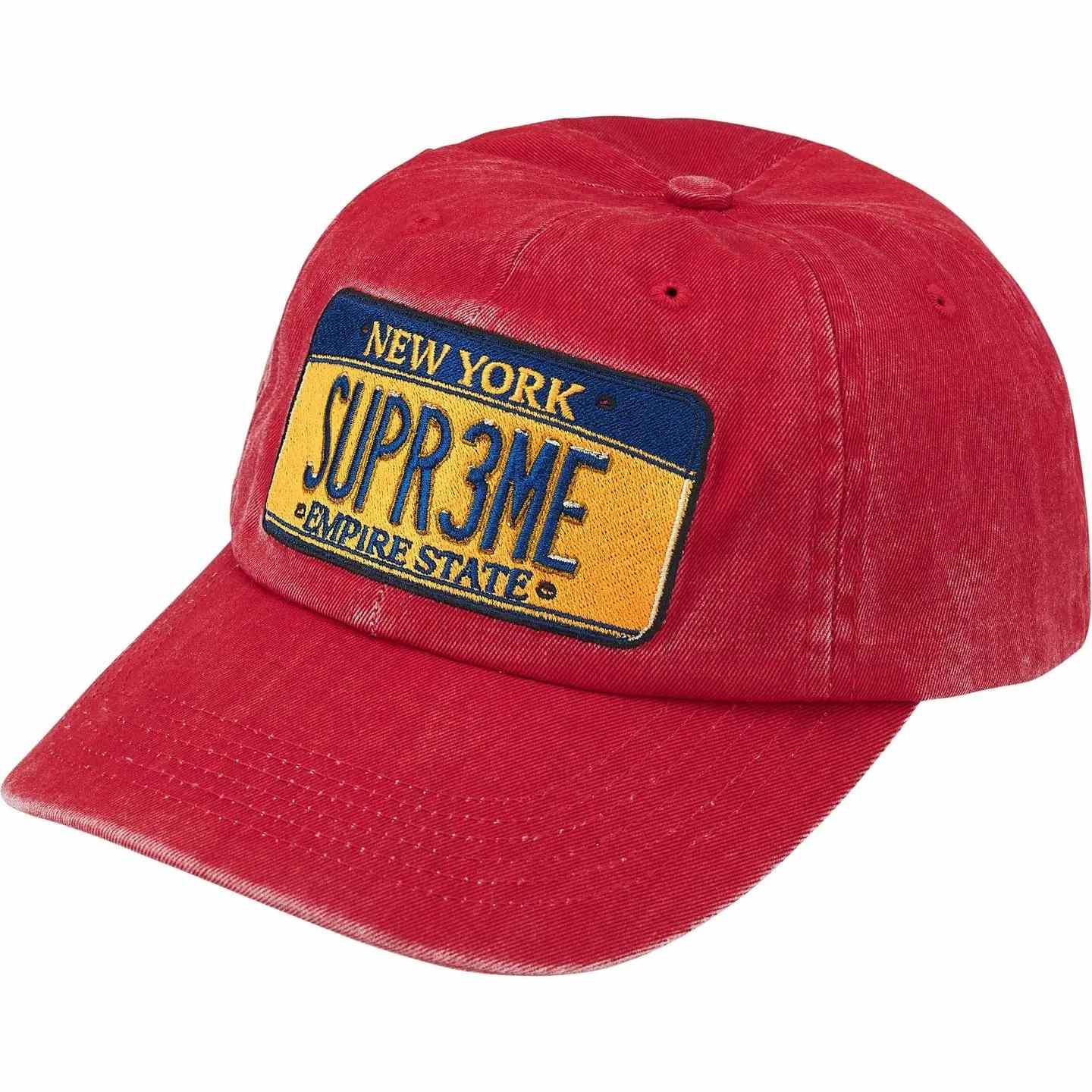 Supreme License Plate 6-Panel 'Red' - DopestKickz