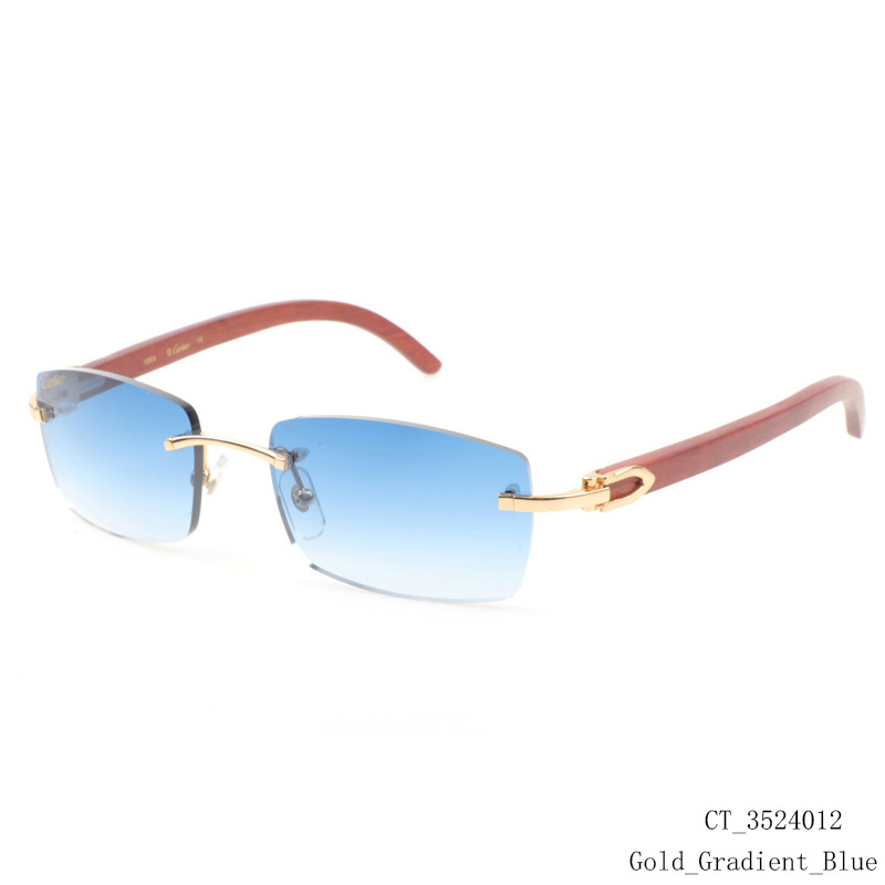 Cartier CT 3524012 Wood Sunglasses In Gold Gradient Blue - DopestKickz
