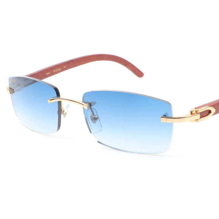 Cartier CT 3524012 Wood Sunglasses In Gold Gradient Blue - DopestKickz