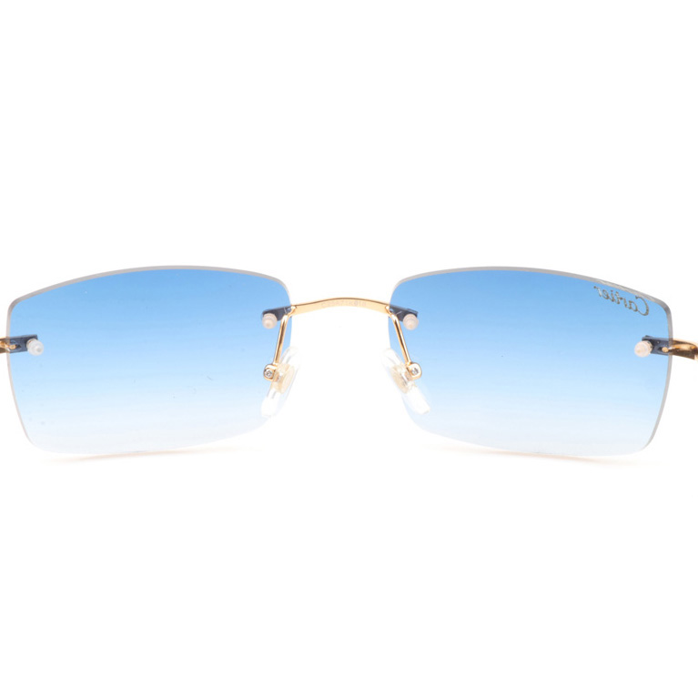 Cartier CT 3524012 Wood Sunglasses In Gold Gradient Blue - DopestKickz