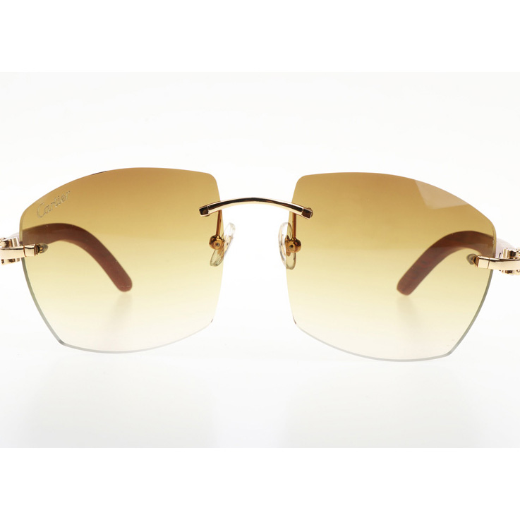 Cartier CT 4189706 Wood Sunglasses In Gold Gradient Brown - DopestKickz
