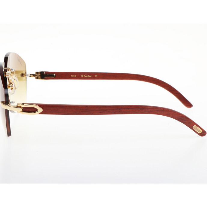 Cartier CT 4189706 Wood Sunglasses In Gold Gradient Brown - DopestKickz