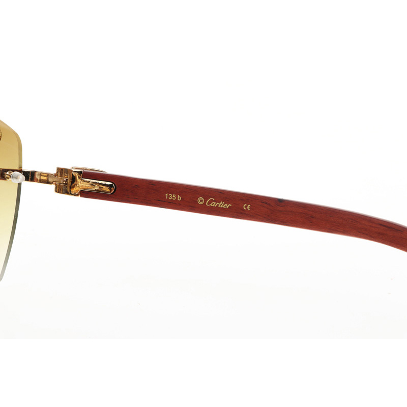 Cartier CT 4189706 Wood Sunglasses In Gold Gradient Brown - DopestKickz