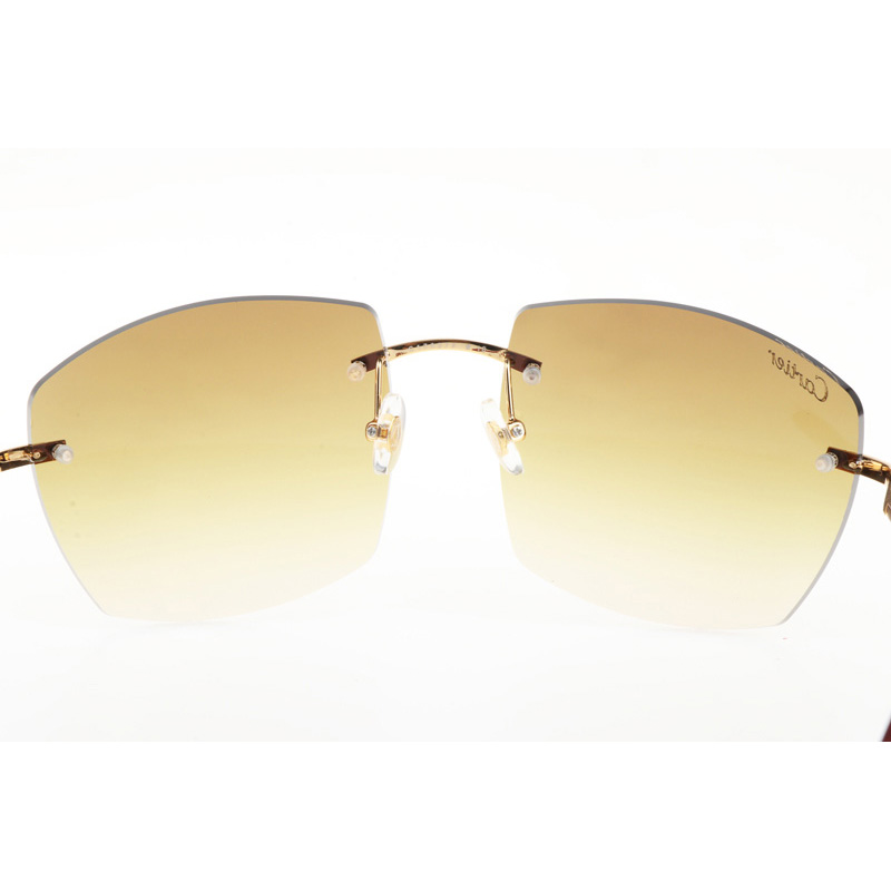 Cartier CT 4189706 Wood Sunglasses In Gold Gradient Brown - DopestKickz