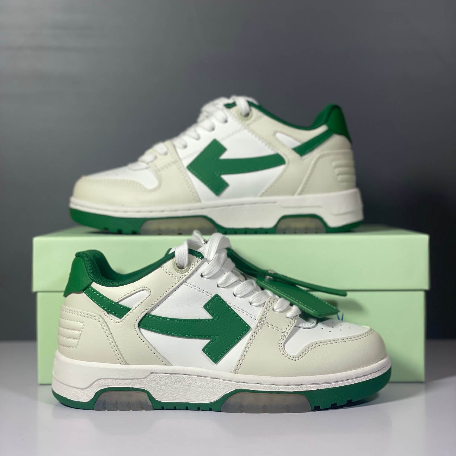 Off-White Out Of Office Low 'White Green' - DopestKickz