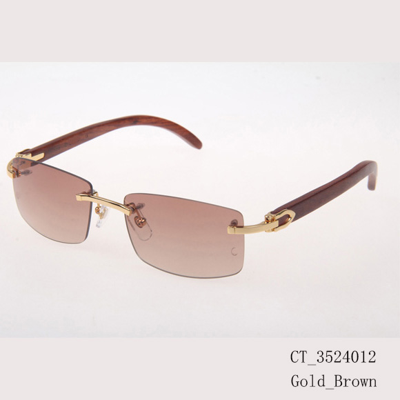 Cartier CT 3524012 Wood Sunglasses In Gold Brown - DopestKickz