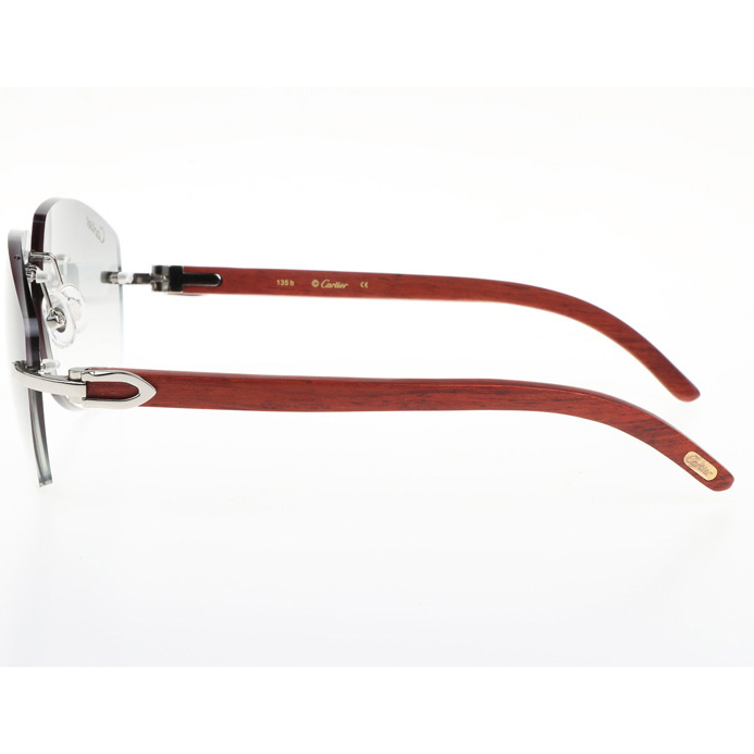 Cartier CT 4189706 Wood Sunglasses In Silver Gradient Grey - DopestKickz