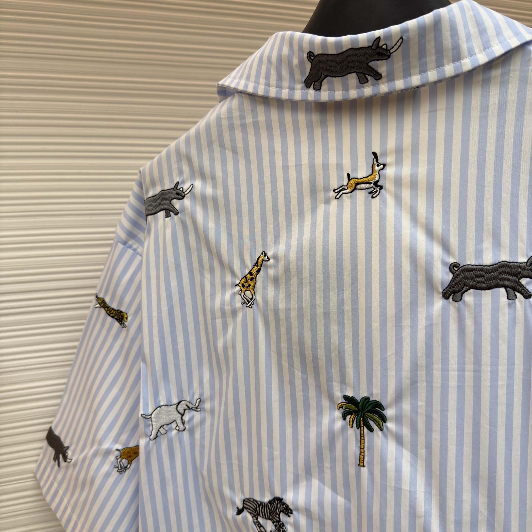 Louis Vuitton LV x The Darjeeling Limited Embroidered Striped Short Shirt     1AJUX6 - DopestKickz