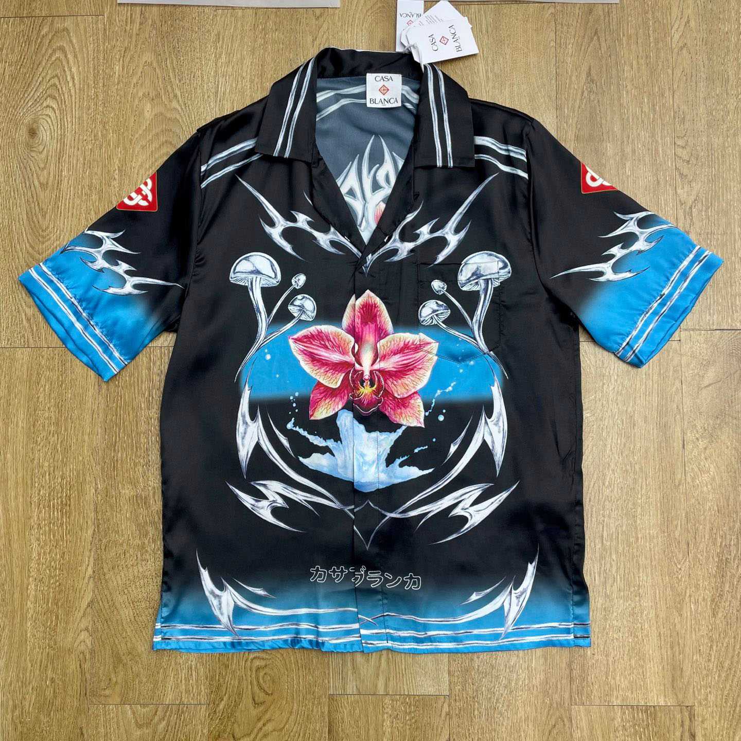 Casablanca Blades Short Sleeve Silk Satin Shirt CA3571 - DopestKickz