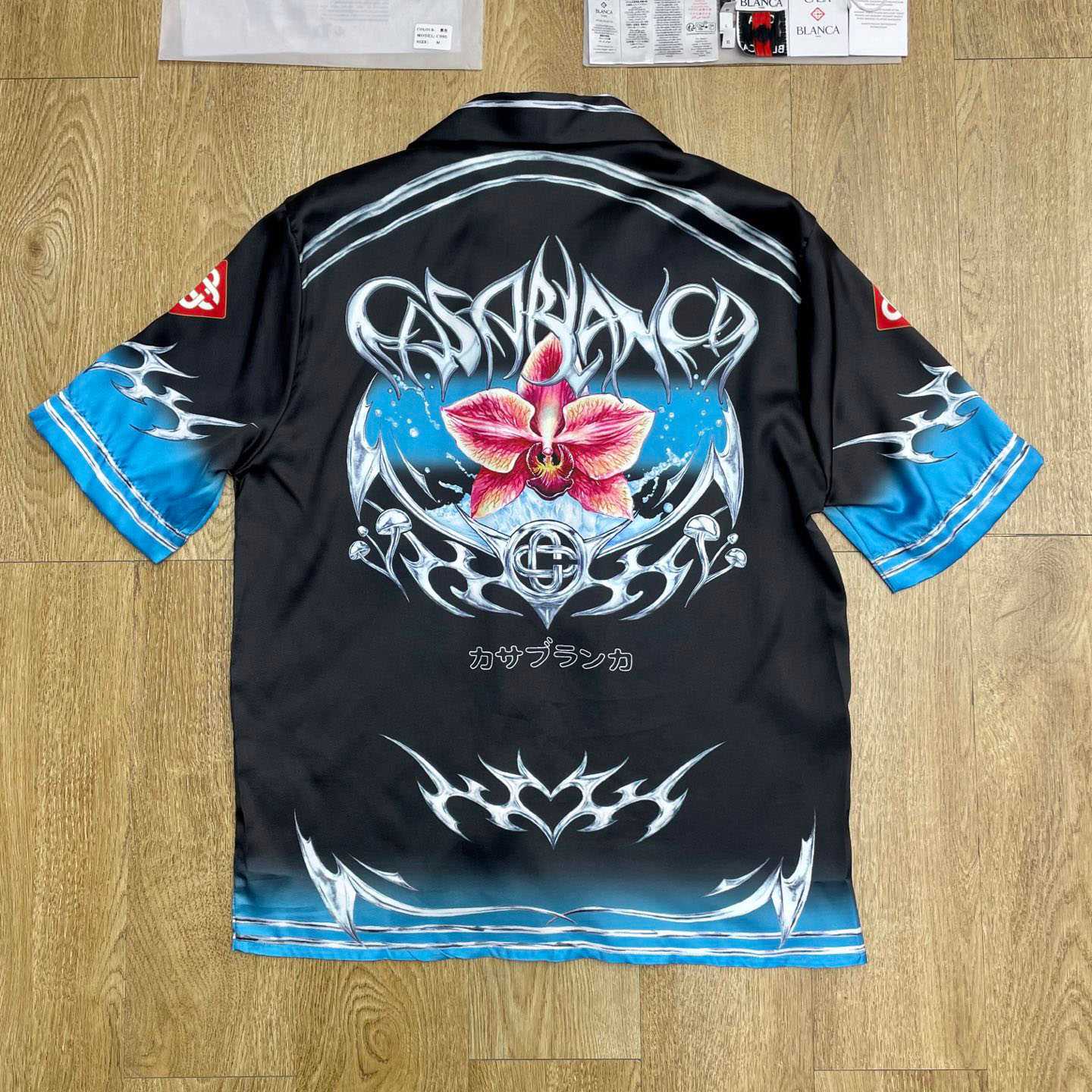 Casablanca Blades Short Sleeve Silk Satin Shirt CA3571 - DopestKickz