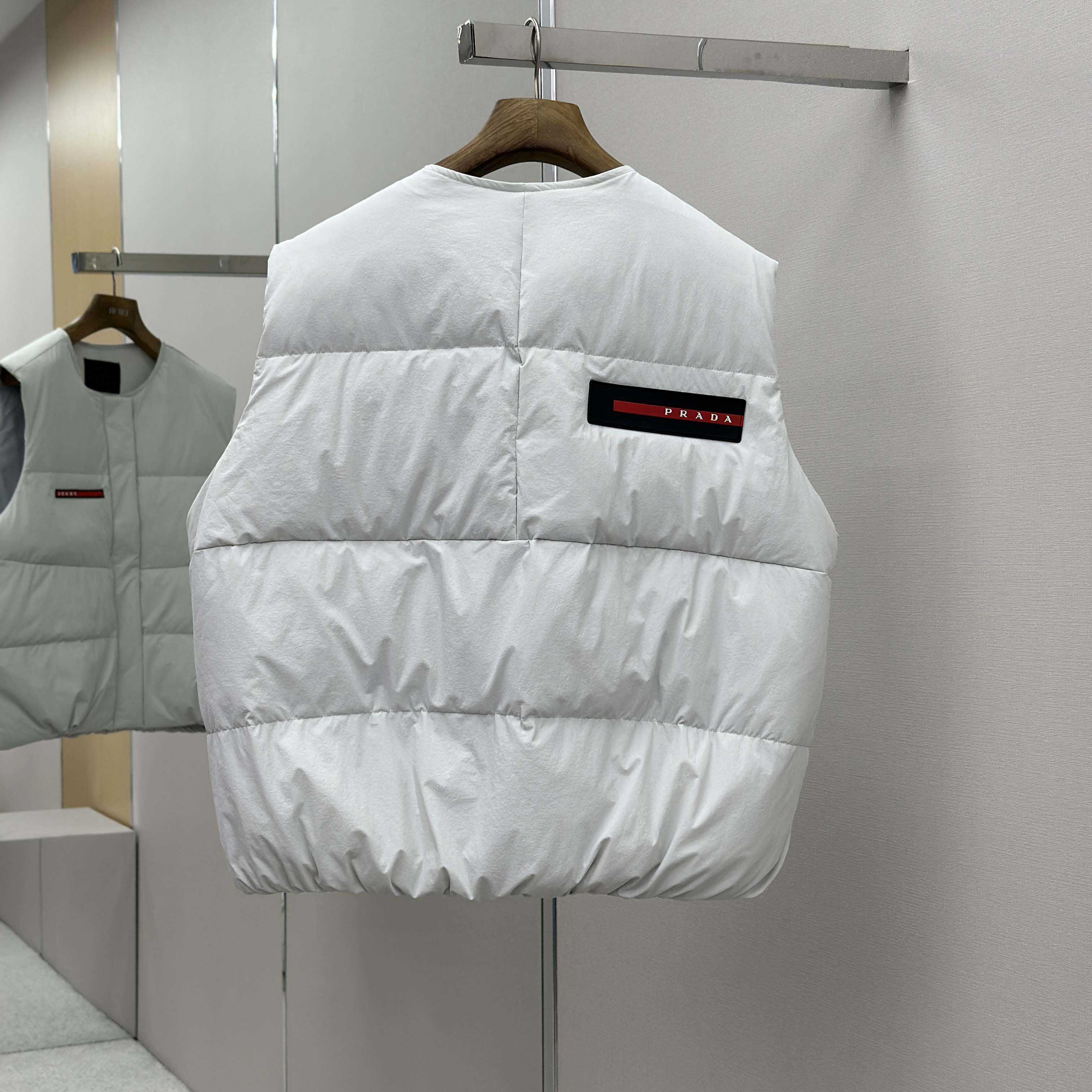 Prada White Nylon Puffer Gilet Jacket - DopestKickz