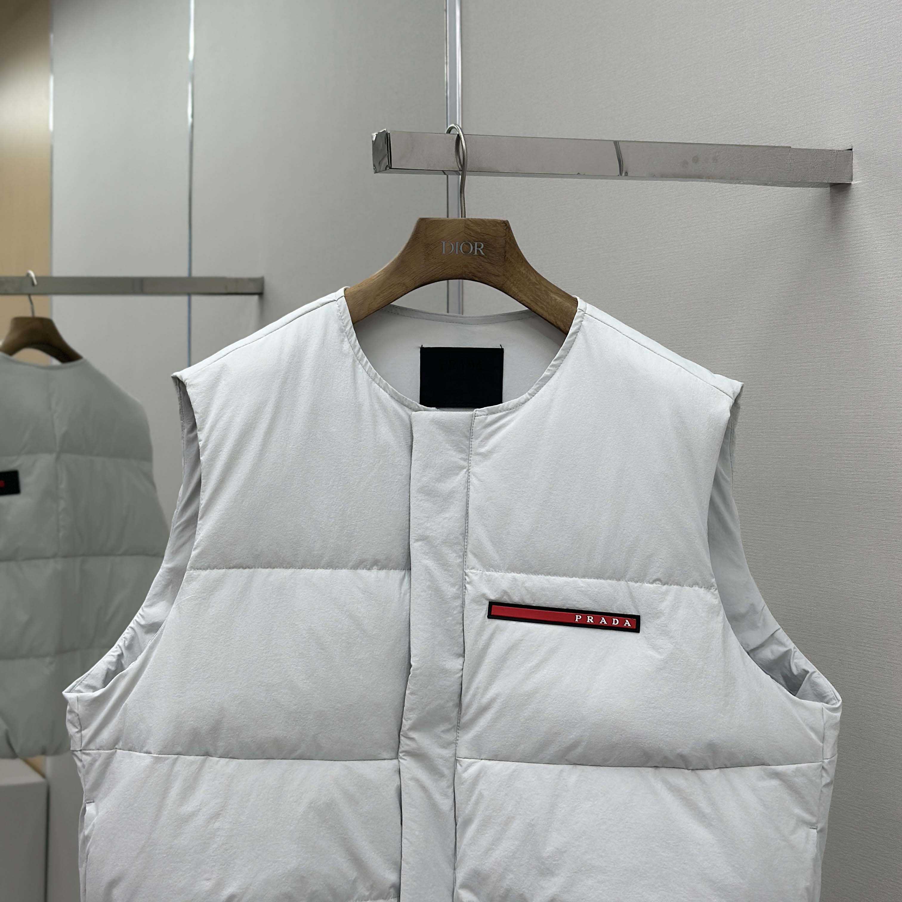 Prada White Nylon Puffer Gilet Jacket - DopestKickz