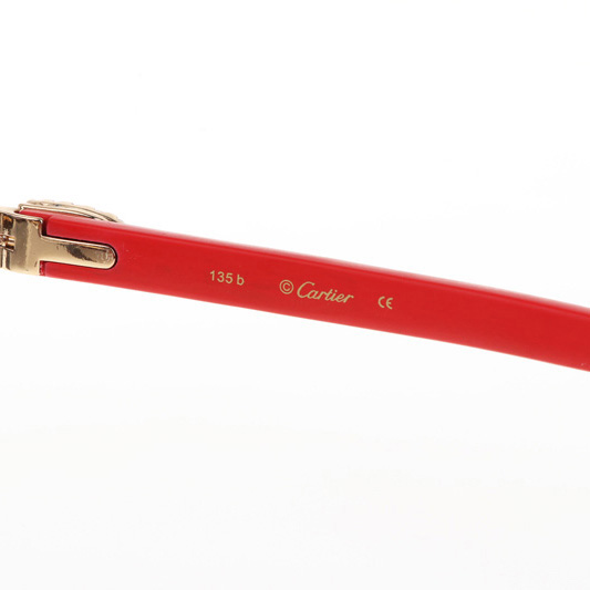 Cartier CT 4189706 Big Diamond Red Wood Sunglasses In Gold Gradient Grey - DopestKickz