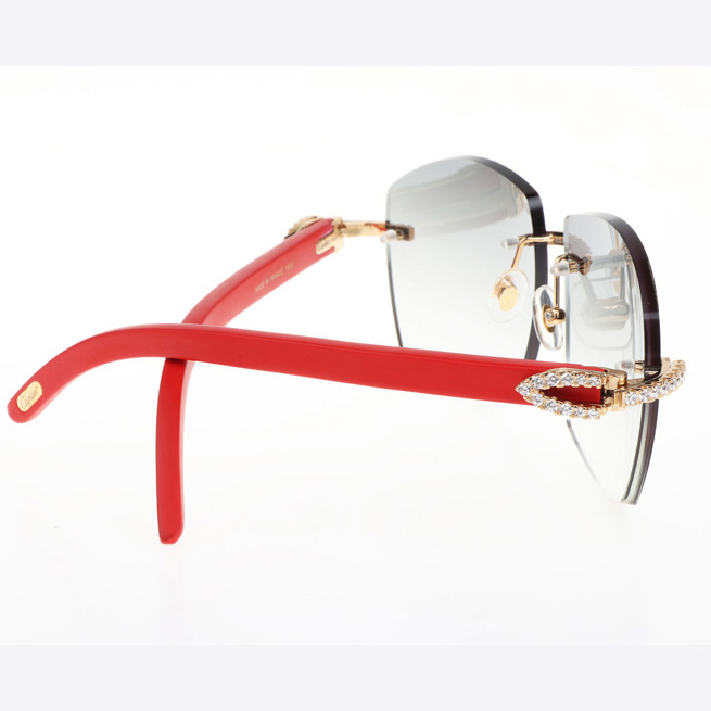 Cartier CT 4189706 Big Diamond Red Wood Sunglasses In Gold Gradient Grey - DopestKickz