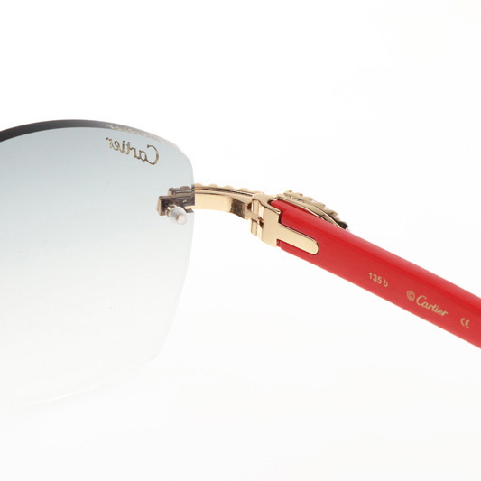 Cartier CT 4189706 Big Diamond Red Wood Sunglasses In Gold Gradient Grey - DopestKickz