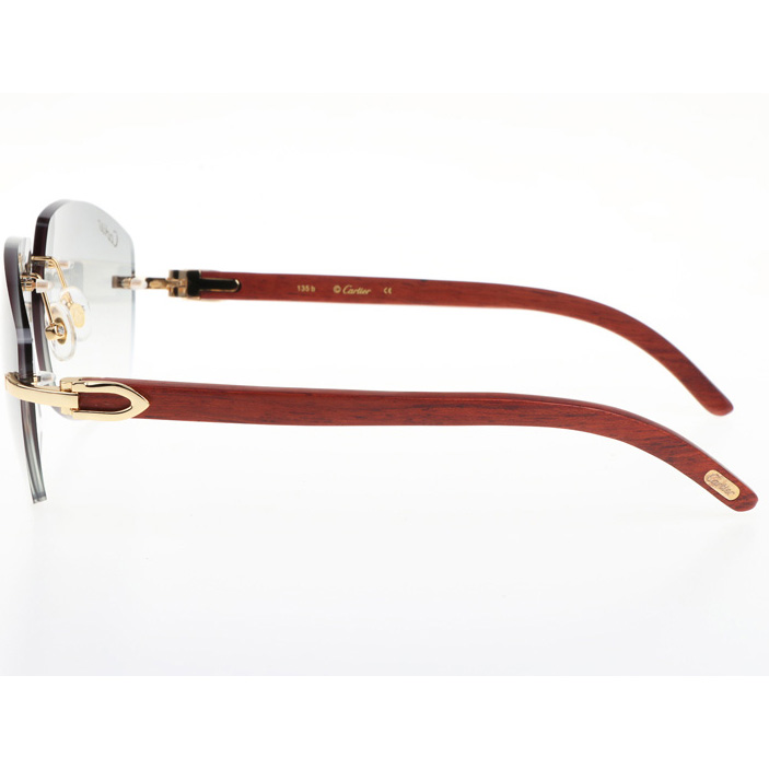 Cartier CT 4189706 Wood Sunglasses In Gold Gradient Grey - DopestKickz