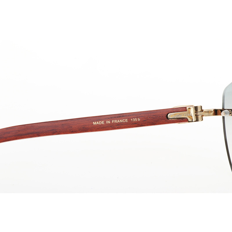 Cartier CT 4189706 Wood Sunglasses In Gold Gradient Grey - DopestKickz