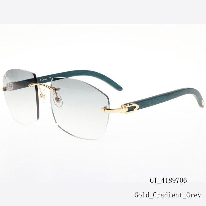 Cartier CT 4189706 Green Wood Sunglasses In Gold Gradient Grey - DopestKickz