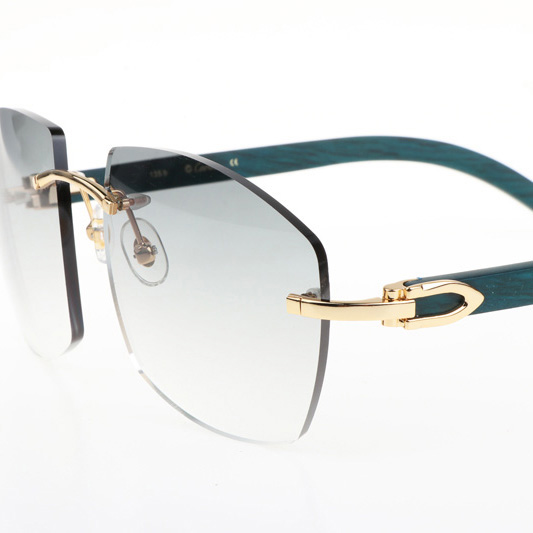 Cartier CT 4189706 Green Wood Sunglasses In Gold Gradient Grey - DopestKickz