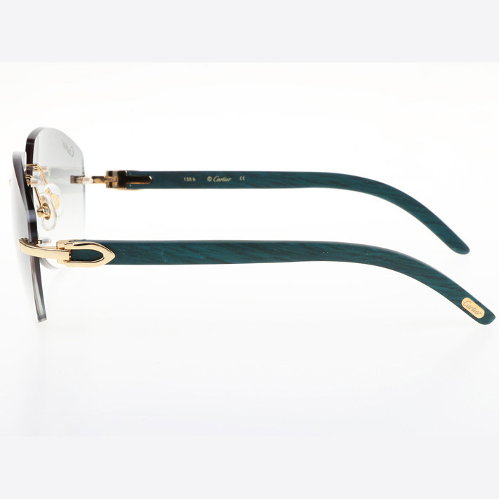 Cartier CT 4189706 Green Wood Sunglasses In Gold Gradient Grey - DopestKickz