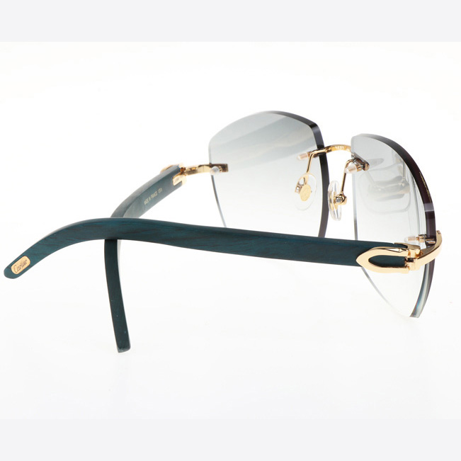 Cartier CT 4189706 Green Wood Sunglasses In Gold Gradient Grey - DopestKickz