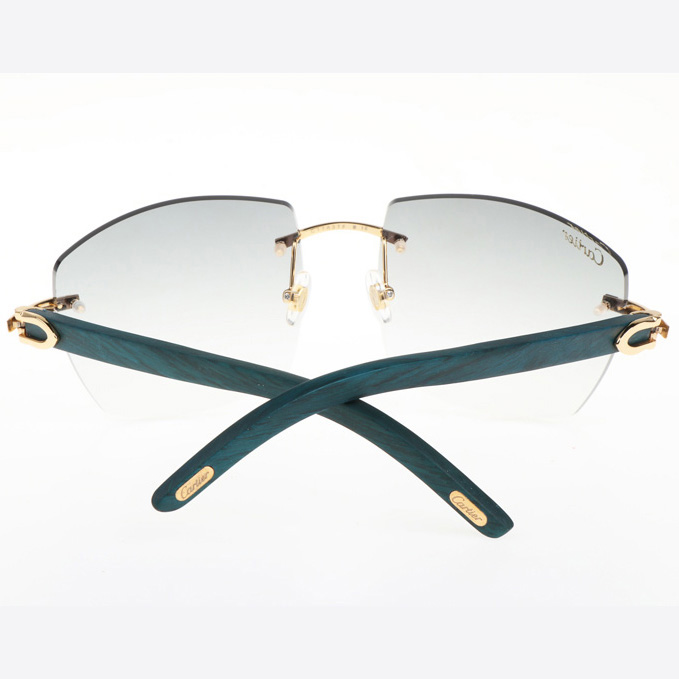 Cartier CT 4189706 Green Wood Sunglasses In Gold Gradient Grey - DopestKickz