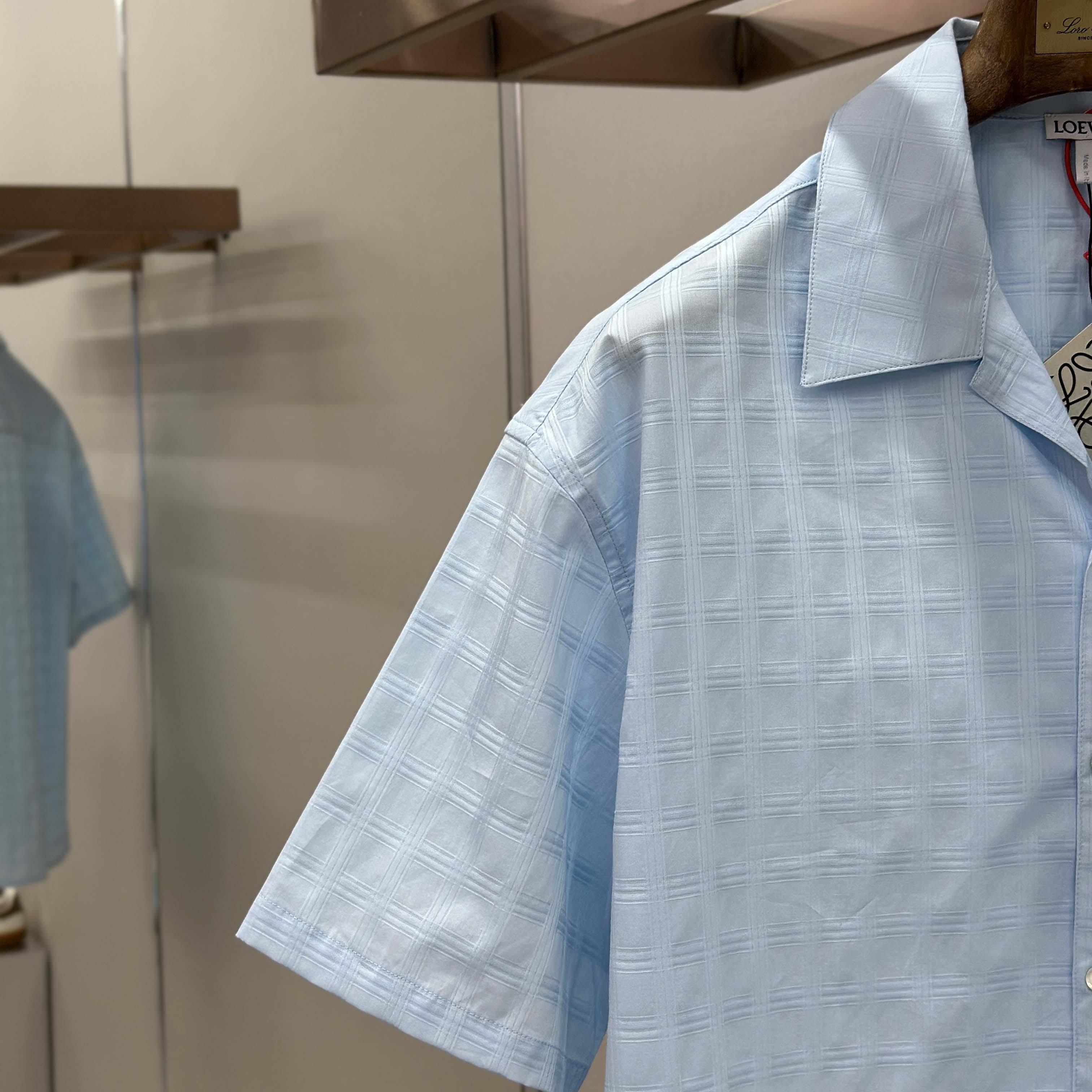 Loewe Short Sleeve Shirt in Cotton Blue - DopestKickz