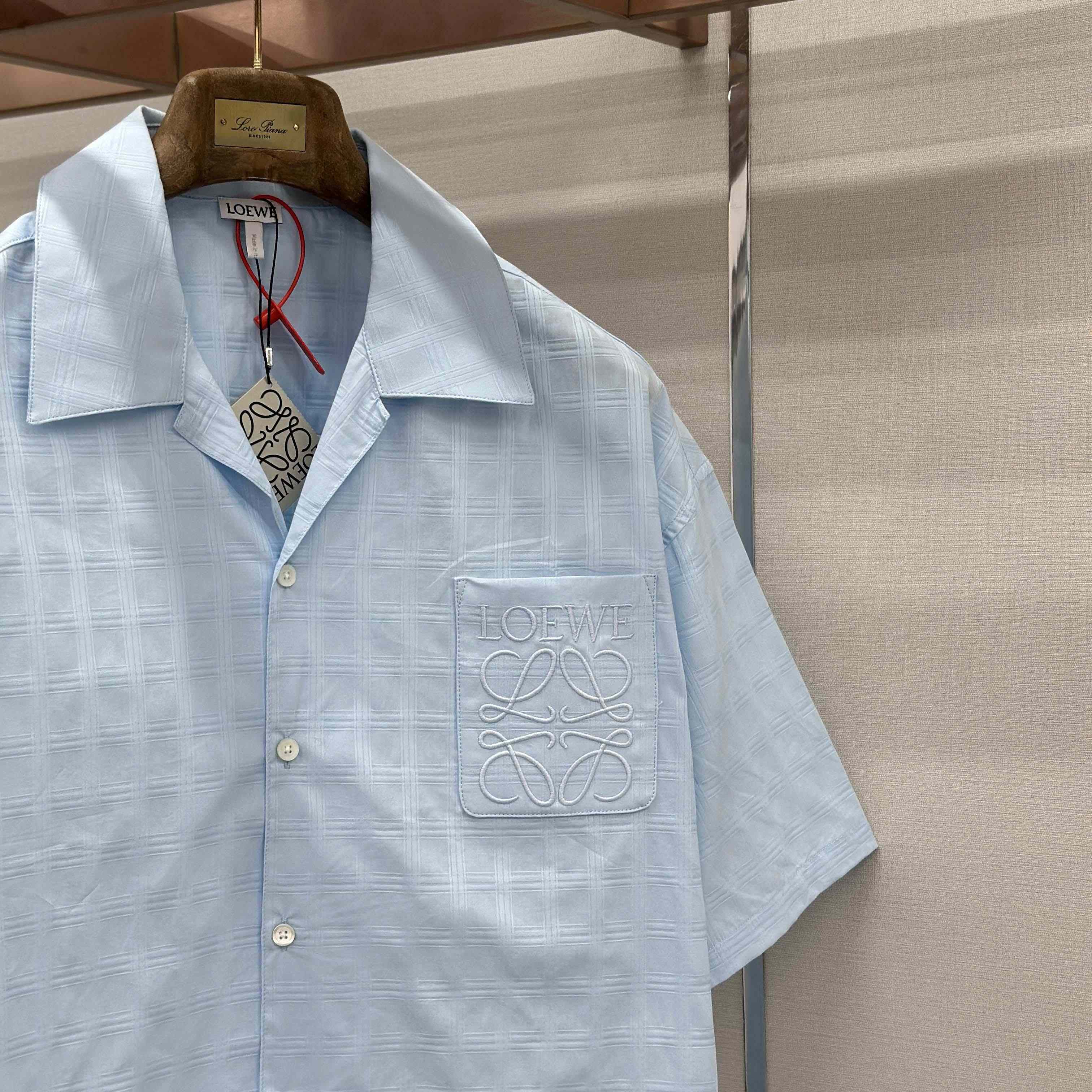 Loewe Short Sleeve Shirt in Cotton Blue - DopestKickz
