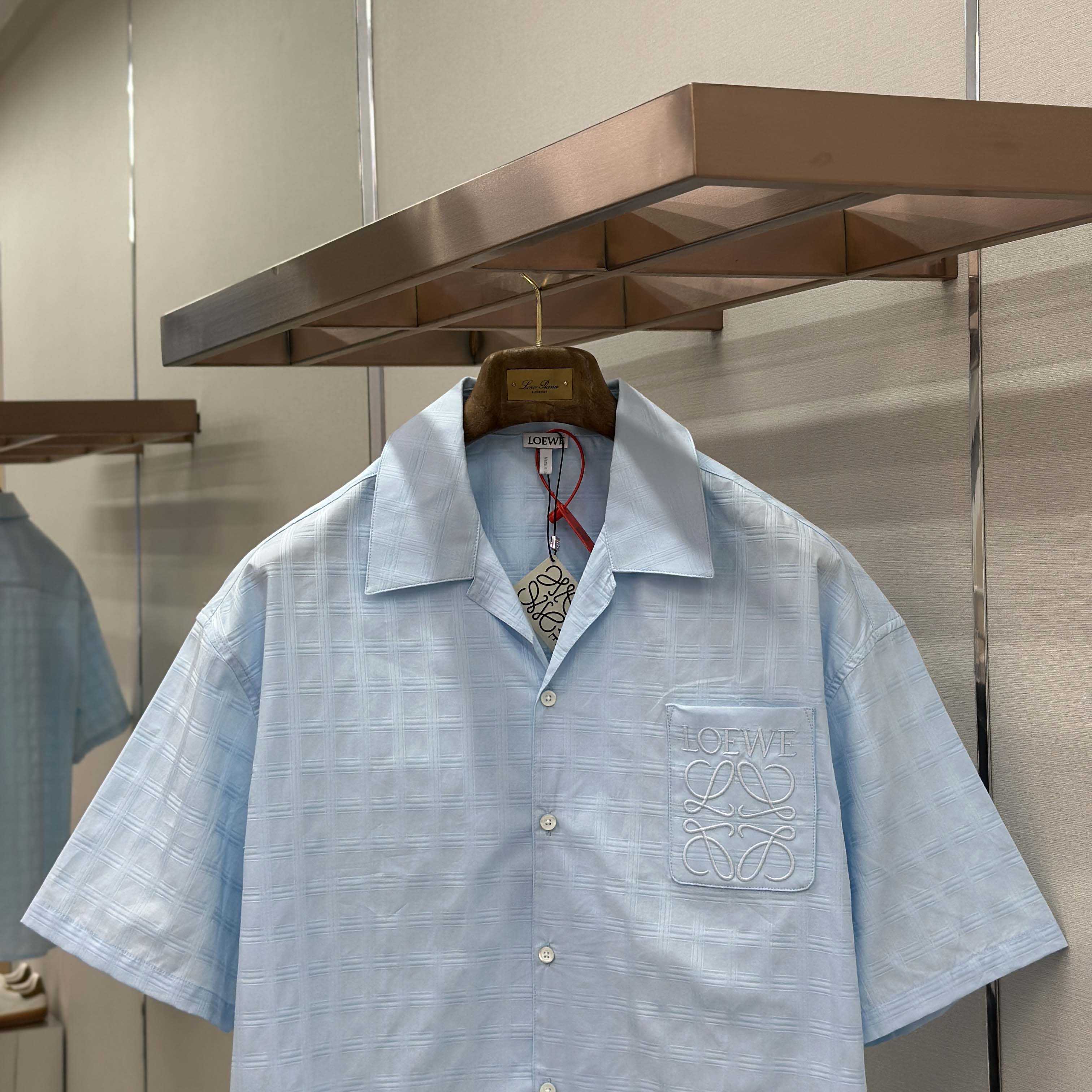 Loewe Short Sleeve Shirt in Cotton Blue - DopestKickz