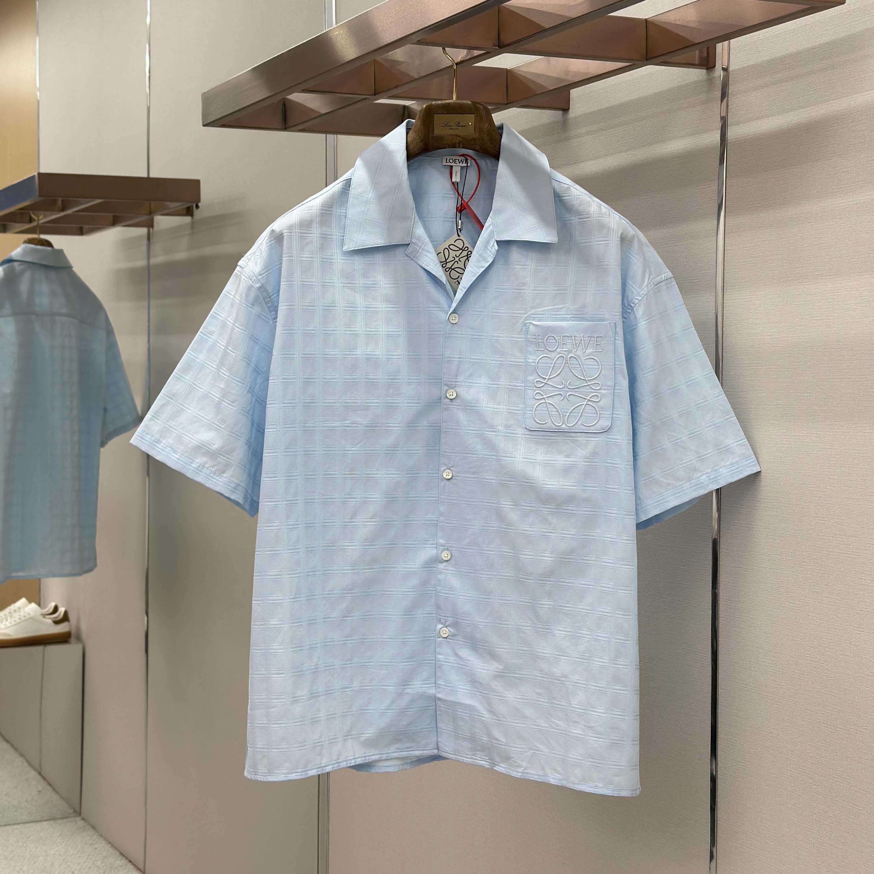Loewe Short Sleeve Shirt in Cotton Blue - DopestKickz