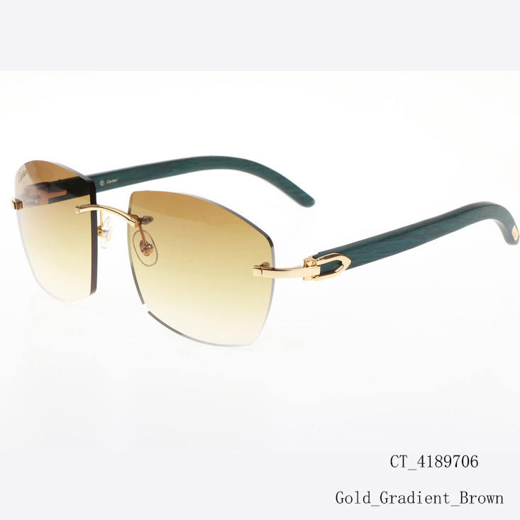 Cartier CT 4189706 Green Wood Sunglasses In Gold Gradient Brown - DopestKickz