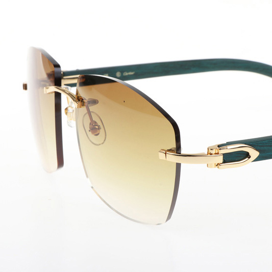 Cartier CT 4189706 Green Wood Sunglasses In Gold Gradient Brown - DopestKickz