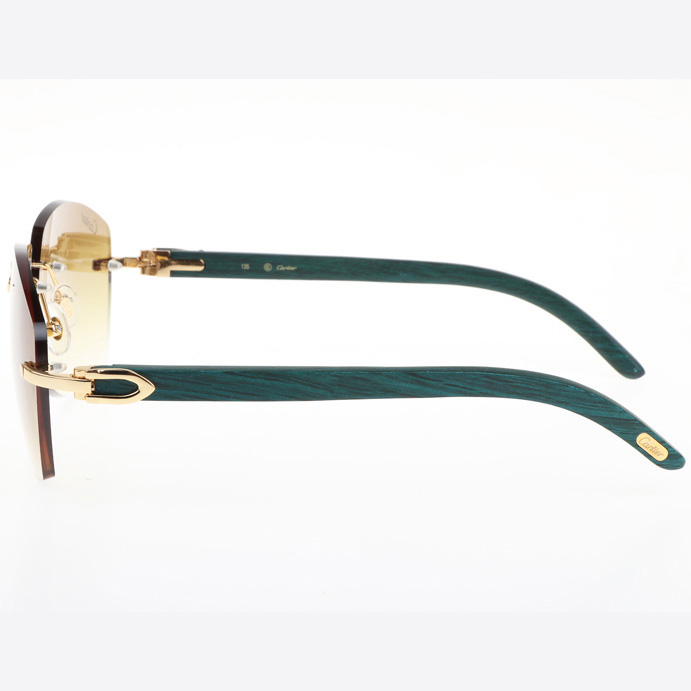 Cartier CT 4189706 Green Wood Sunglasses In Gold Gradient Brown - DopestKickz