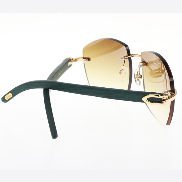 Cartier CT 4189706 Green Wood Sunglasses In Gold Gradient Brown - DopestKickz