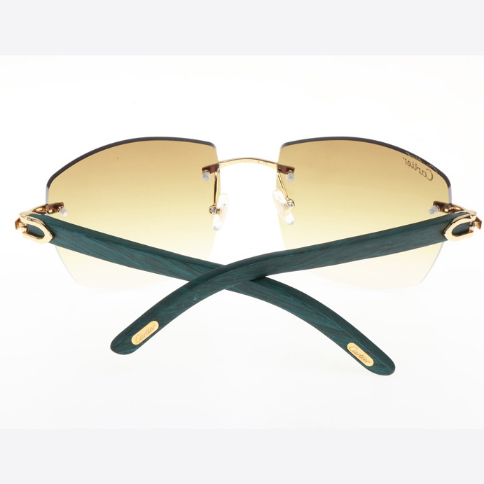 Cartier CT 4189706 Green Wood Sunglasses In Gold Gradient Brown - DopestKickz